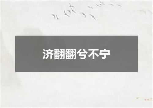 济翻翻兮不宁