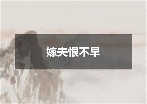 嫁夫恨不早