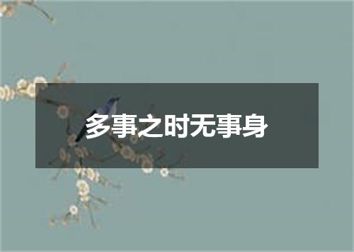 多事之时无事身