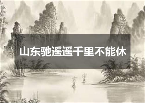 山东驰遥遥千里不能休