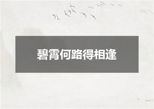 碧霄何路得相逢