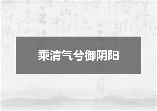 乘清气兮御阴阳