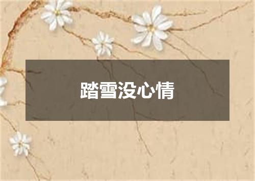 踏雪没心情