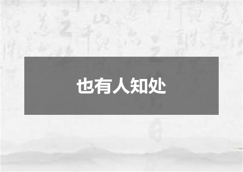 也有人知处