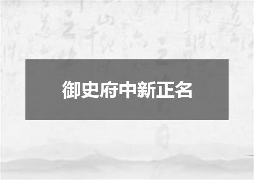 御史府中新正名