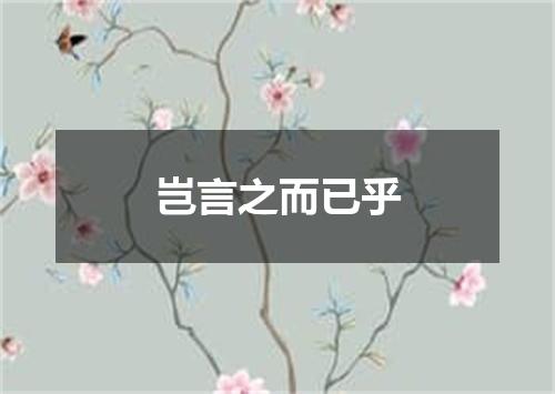 岂言之而已乎