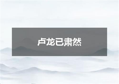 卢龙已肃然