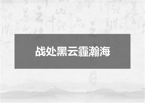 战处黑云霾瀚海