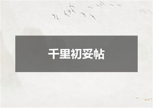千里初妥帖