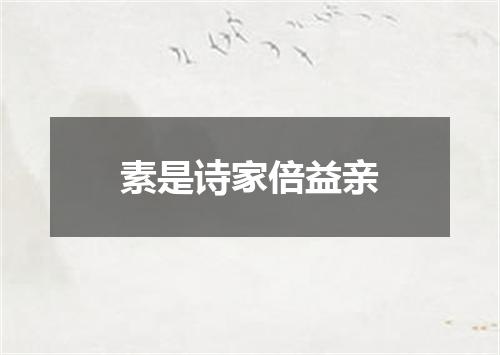 素是诗家倍益亲