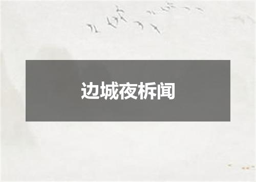 边城夜柝闻