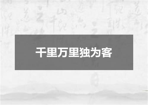 千里万里独为客