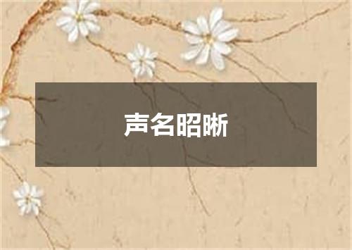 声名昭晰