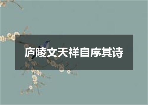 庐陵文天祥自序其诗