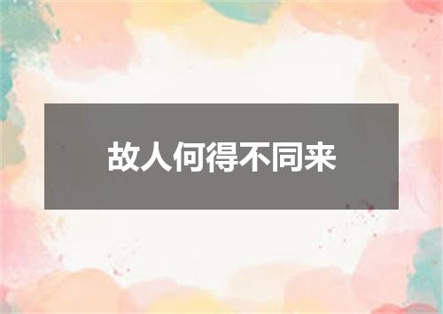 故人何得不同来