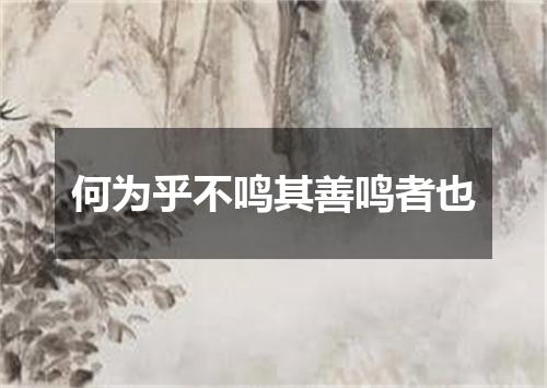何为乎不鸣其善鸣者也