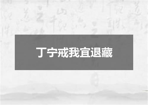 丁宁戒我宜退藏