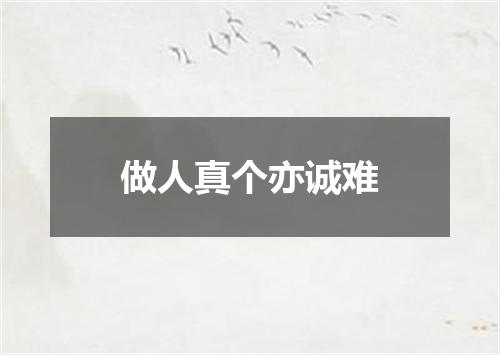 做人真个亦诚难