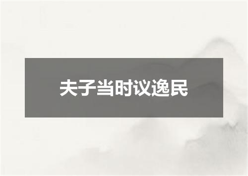 夫子当时议逸民