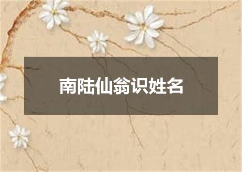 南陆仙翁识姓名