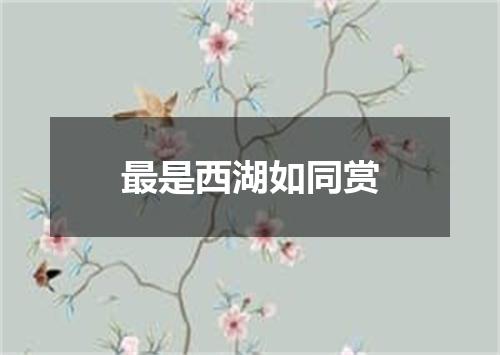最是西湖如同赏