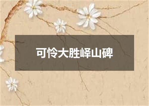 可怜大胜峄山碑