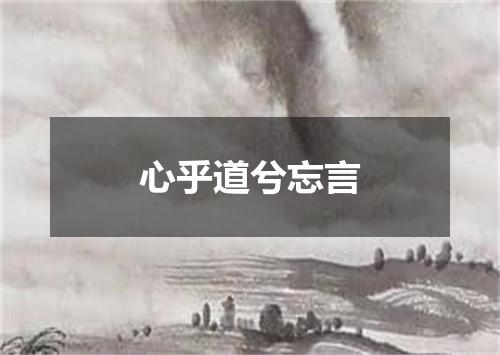 心乎道兮忘言