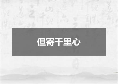 但寄千里心