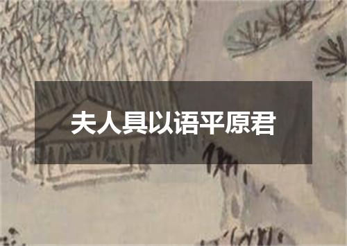 夫人具以语平原君