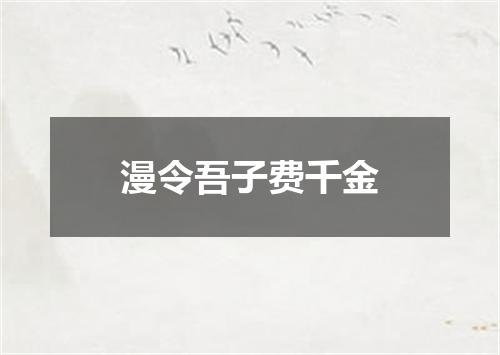 漫令吾子费千金