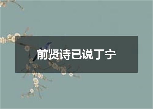 前贤诗已说丁宁