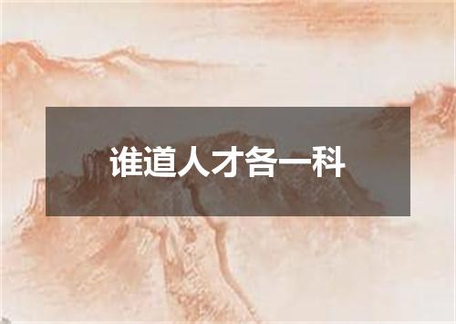 谁道人才各一科