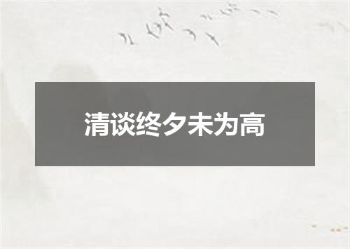 清谈终夕未为高