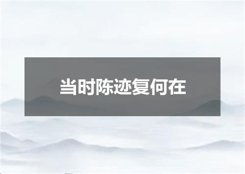 当时陈迹复何在