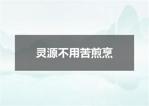 灵源不用苦煎烹