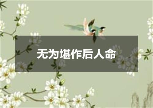 无为堪作后人命