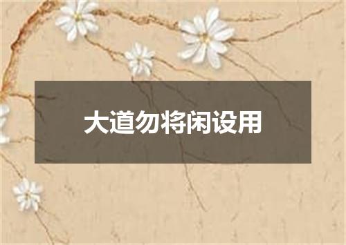 大道勿将闲设用