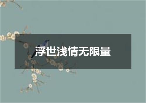 浮世浅情无限量