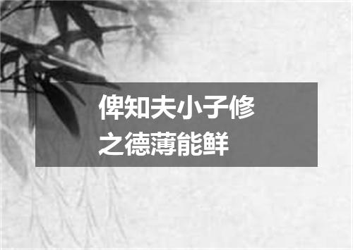俾知夫小子修之德薄能鲜