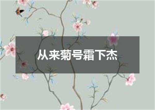 从来菊号霜下杰