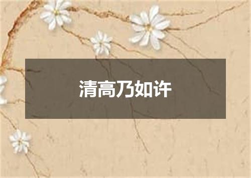 清高乃如许