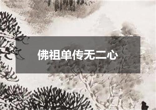佛祖单传无二心