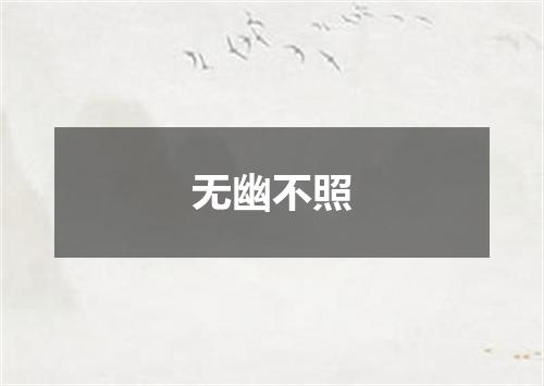 无幽不照