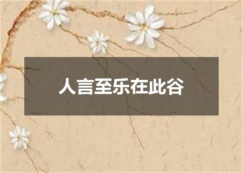 人言至乐在此谷