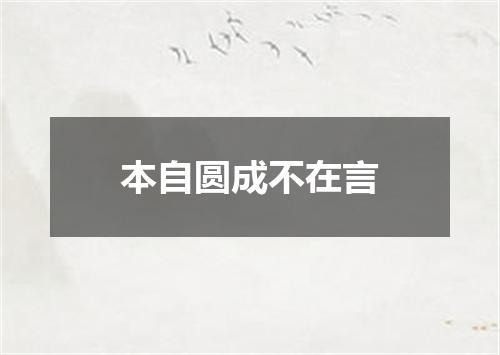 本自圆成不在言