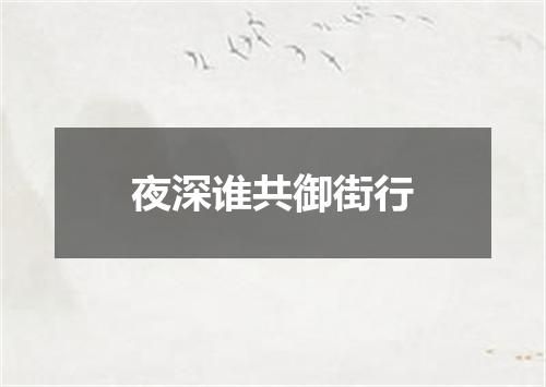 夜深谁共御街行