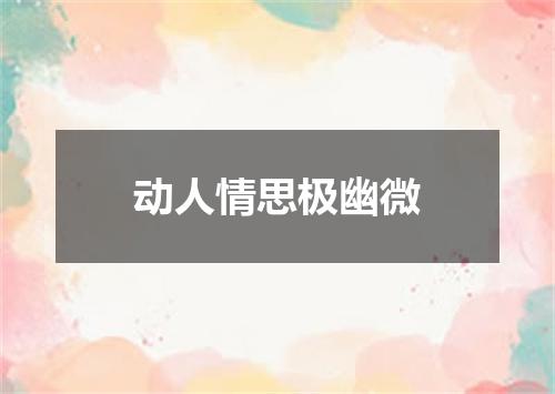 动人情思极幽微