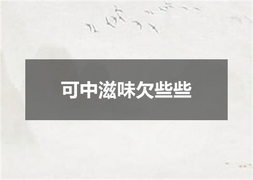 可中滋味欠些些