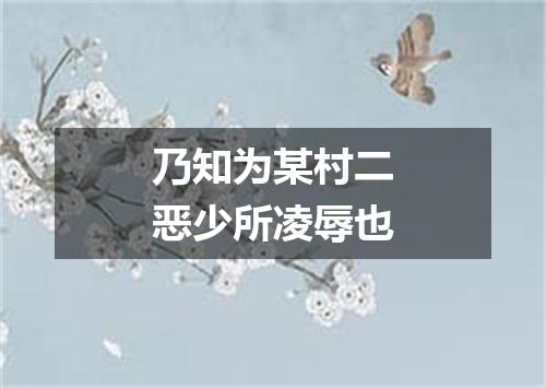 乃知为某村二恶少所凌辱也