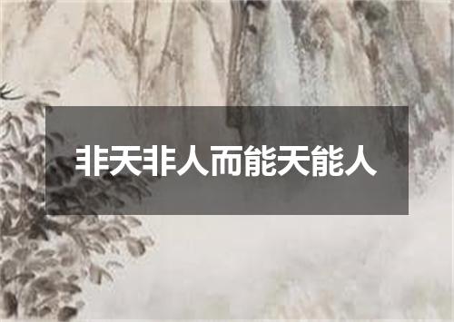 非天非人而能天能人